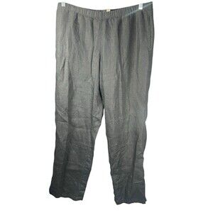 J. Jill M Black Linen Pants Lagenlook Minimalist Pull On Wide Straight Leg Beach